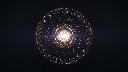 Glowing pulsating sphere and spreading lines