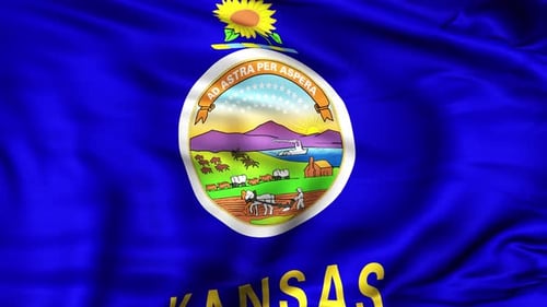 Realistic Waving Kansas State Flag Loop Animation