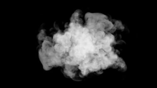Dense White Smoke Cloud Puffing Alpha Channel