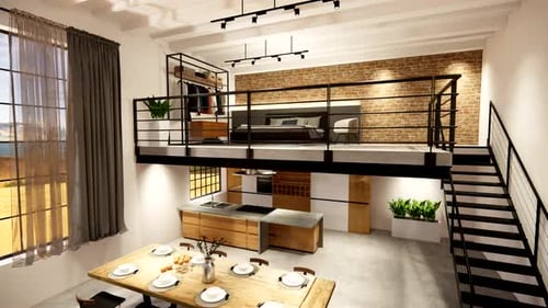 Home decoration modern loft interior design.
