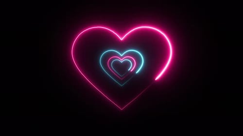 Pulsing Neon Heart Tunnel Animation