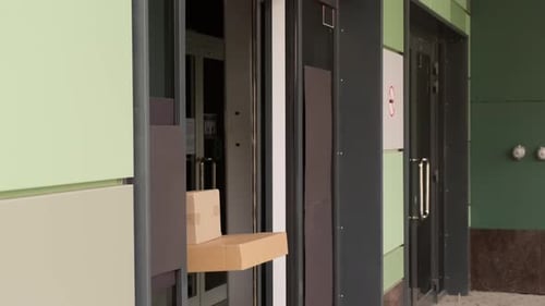 Delivery Man in Face Mask Carrying Boxes