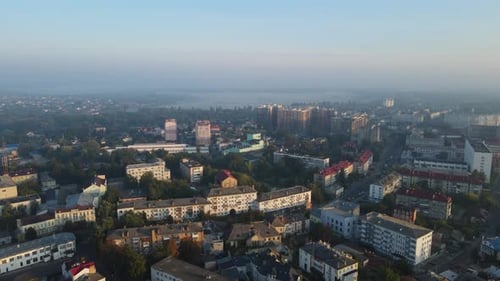 Aerial Shot The City Luck. Summer Morning. Ukraine