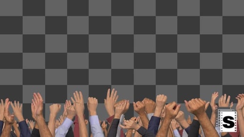 Many Arms Raised and Clapping with Chroma Key