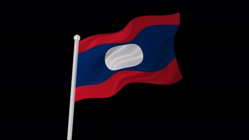 Flagge von Laos weht animierter schwarzer Hintergrund