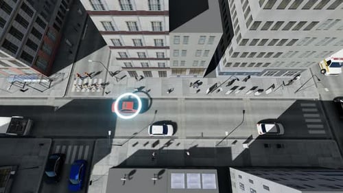 Aerial Drone Shot Self Driving Autopilot Autonomous Cars