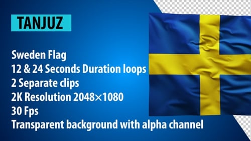 Sweden Flag Waving Realistic Loop Animation
