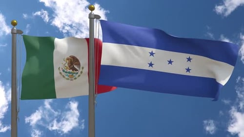 Waving National Flags of Mexico and Honduras