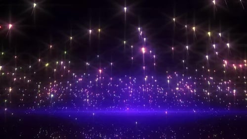 Fond de boucle mobile d'étoiles filantes colorées