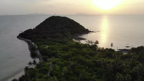 Beautiful from high view of sunset around sea