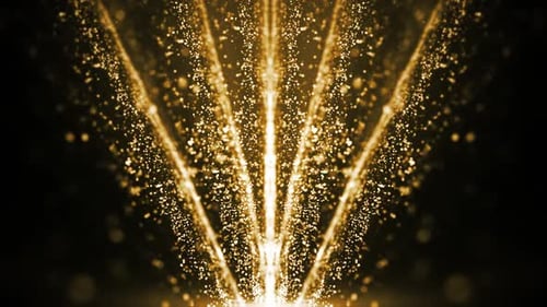 Golden Sparkling Particle Light Rays Celebration Loop