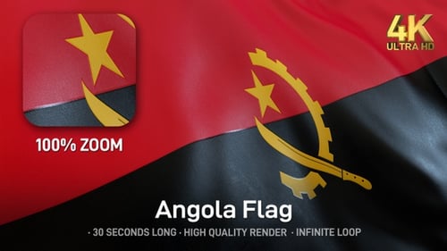 Angola Flag Waving in Wind with Realistic Fabric Texture