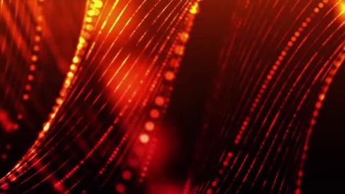 Abstract Glowing Red Orange Particle Lines Motion Background