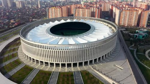 Aerial Photography of a Football Stadium During the Day