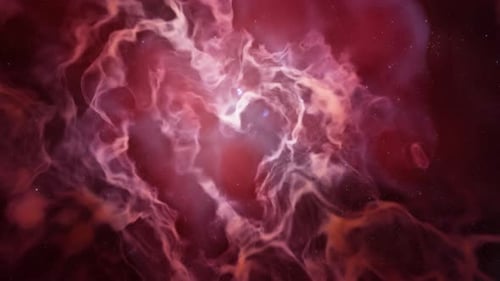 Abstract Flying Through Red Nebula Space Background Animation
