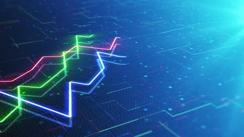 Futuristic Glowing Data Lines Business Chart Animation