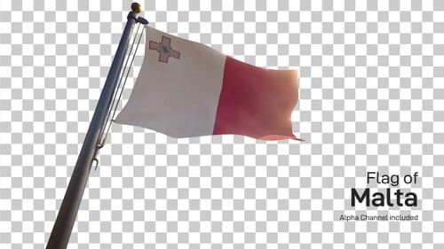Maltese Flag Waving Animation on Transparent Background