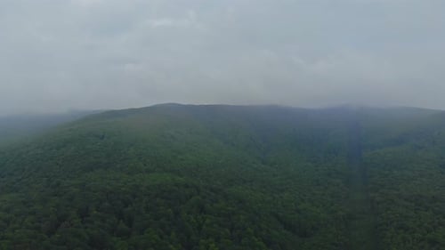 Aerial View of Green Mountains with Forest