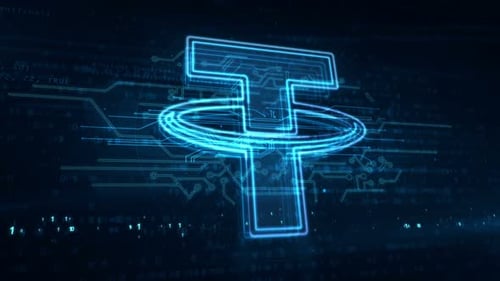 Tether-Stablecoin-Symbol, abstrakt, schleifbar