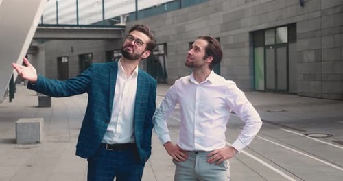 Closeup Colleagues Talking at Street