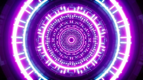 Neon Lights Decorated Tunnel