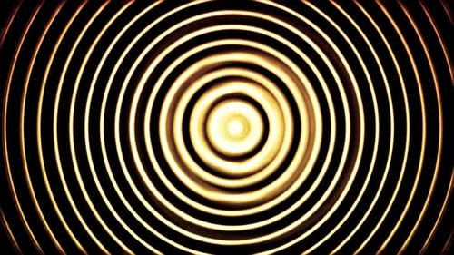 Abstrakte rotierende leuchtende Ringe auf schwarzem Hintergrund, nahtlose Schleife