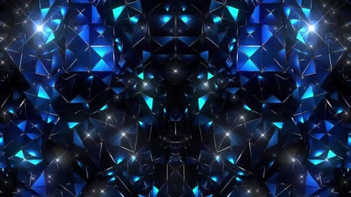 Dynamic Blue Geometric Crystal Shimmering Background Loop