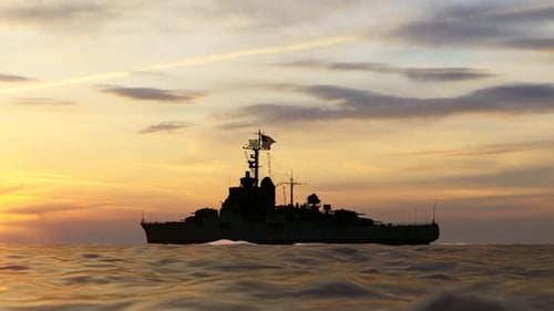 American Warship Exploring the Ocean