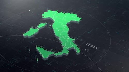 Futuristic Digital Map of Italy With Animated Provinces