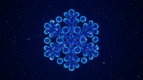 Shining Blue Glitter Snowflake Loop Animation