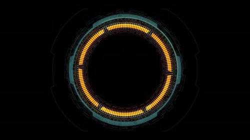 Blue circle rotation with HUD technology interface abstract background alpha channel included