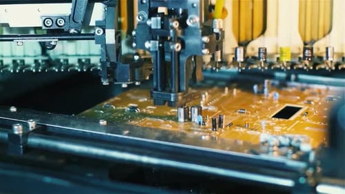 Automated Machine Places Components on Circuit Board