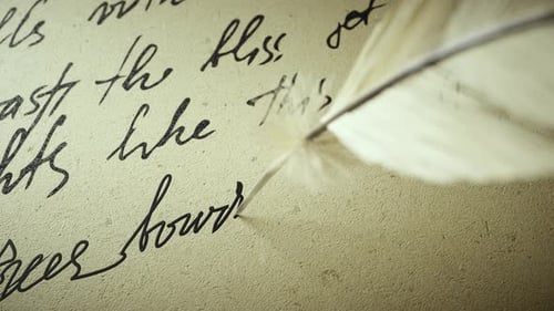 Elegant Feather Quill Writing Letter Calligraphy Animation