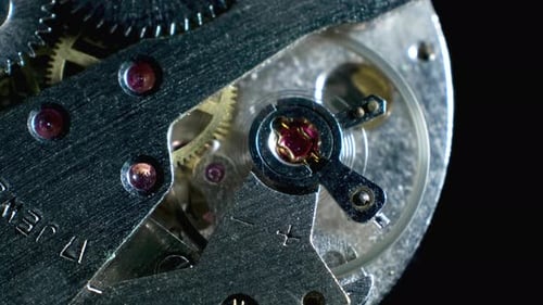 Watch Mechanism Macro loop.Old Vintage Clock Mechanism Working