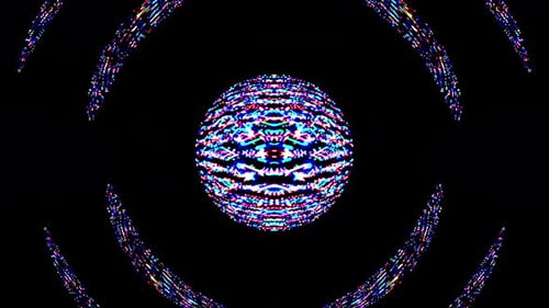 black background. For show, colorful animated bright Ornaments. round shape