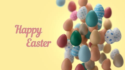 Colorful Decorative Easter Eggs Falling Animation