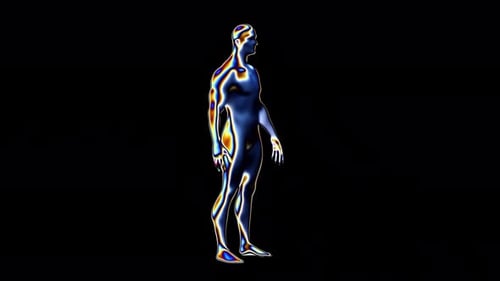 Abstract Human Body Rotation with Dynamic Spectrum Energy Overlay