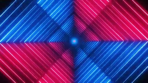 Glowing Neon Geometric Square Tunnel Animation