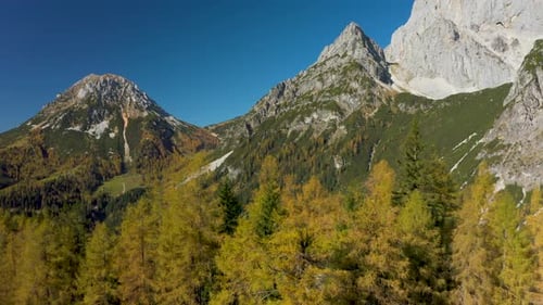 4K Aerial View Video Autumn in Mountains