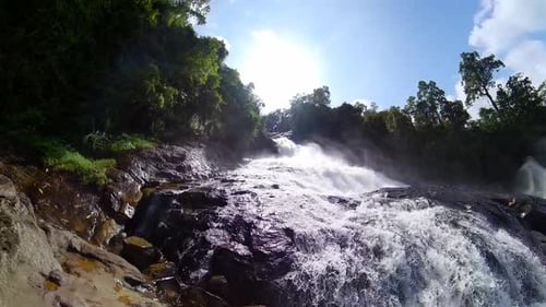 Waterfalls in a Mountain Gorge