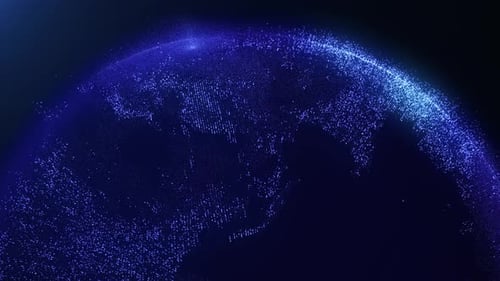 Futuristic Digital Earth Globe Rotation Background
