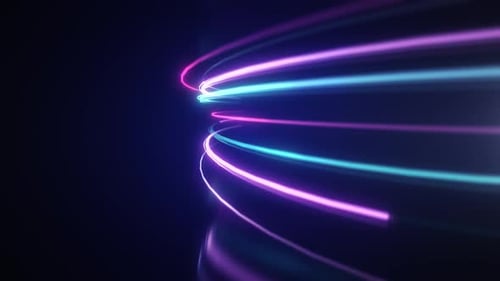 Abstract Neon Light Trails Tunnel Animation
