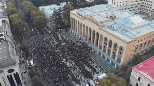 Large Crowd Gathering Aerial View