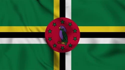 Waving National Flag of Dominica Seamless Loop Background Animation