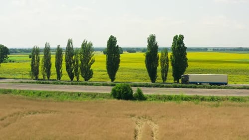 Road Transport Drone Field Sun Sunset Logistic Cars City Forest