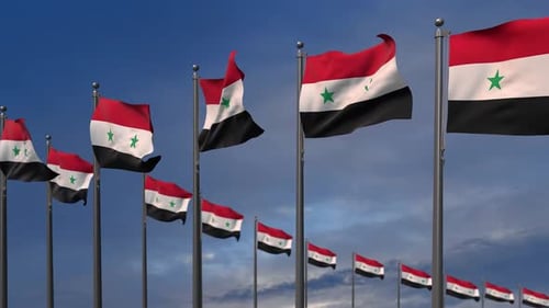 The Syria Flags Waving In The Wind 2K