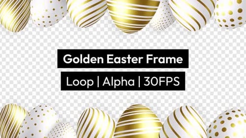 Golden Easter Egg Frame Background with Alpha
