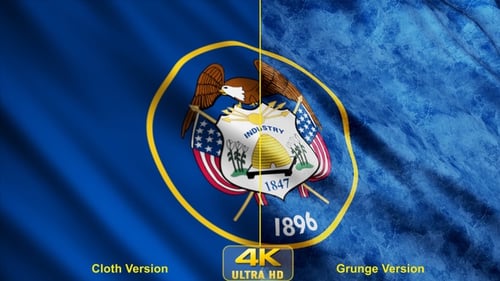 Realistic Waving Utah State Flag Seamless Loop Animation