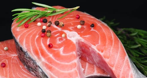Fresh Salmon Steaks with Rosemary and Peppercorn