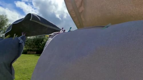 Clothes and Towels Drying on Line in the Garden